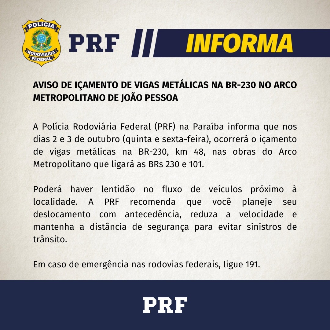 Obras do Arco Metropolitano de João Pessoa alteram tráfego na BR-230 em Santa Rita a partir desta quinta (2)