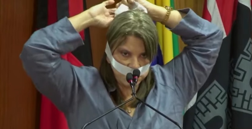Eliza Virgínia realiza protesto na Câmara