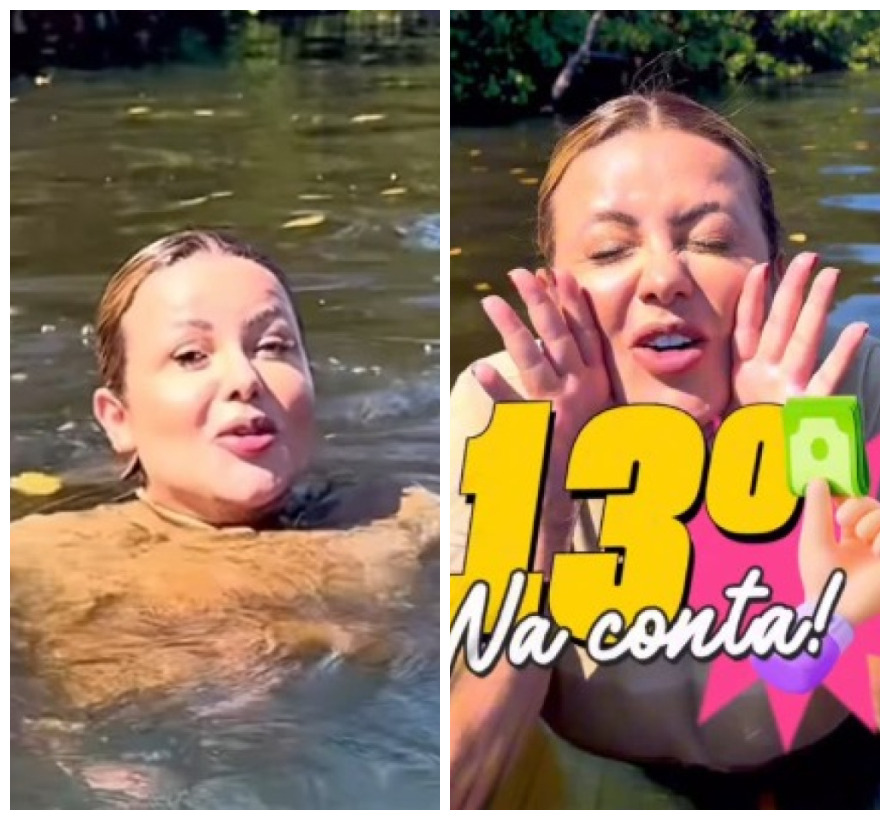 De dentro do Rio Paraíba, prefeita de Bayeux anuncia 13º e transforma pagamento em espetáculo nas redes