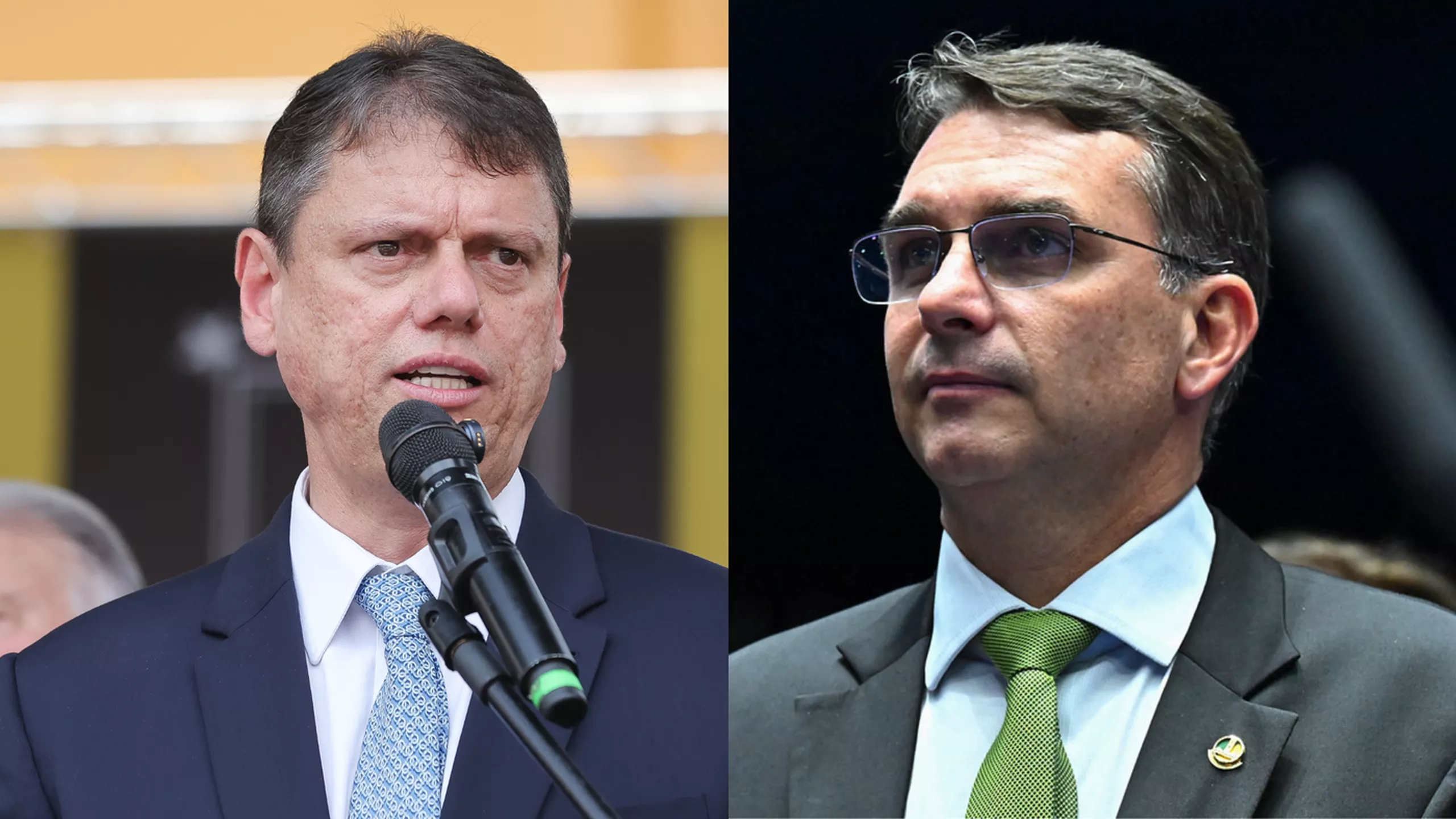 Tarcísio de Freitas e Flávio Bolsonaro