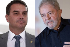 Gráfico estilizado com colunas indicando intenção de voto para candidatos presidenciais na disputa do Palácio do Planalto.