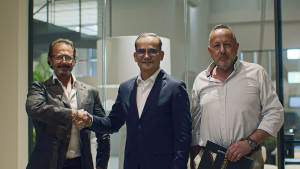 George Crispim durante agenda na Itália para formalização da parceria entre GHC Incorporações e Versace Ceramics.