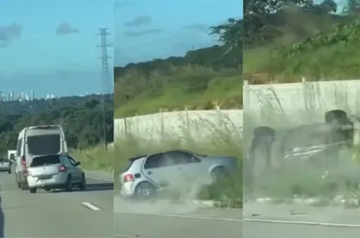 Capotamento após dicussão de trânsito na BR-101