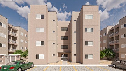 Conjunto habitacional do programa Minha Casa, Minha Vida em construção na Paraíba.