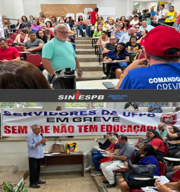 Assembleia dos servidores técnico-administrativos da UFPB que aprovou o encerramento da greve.