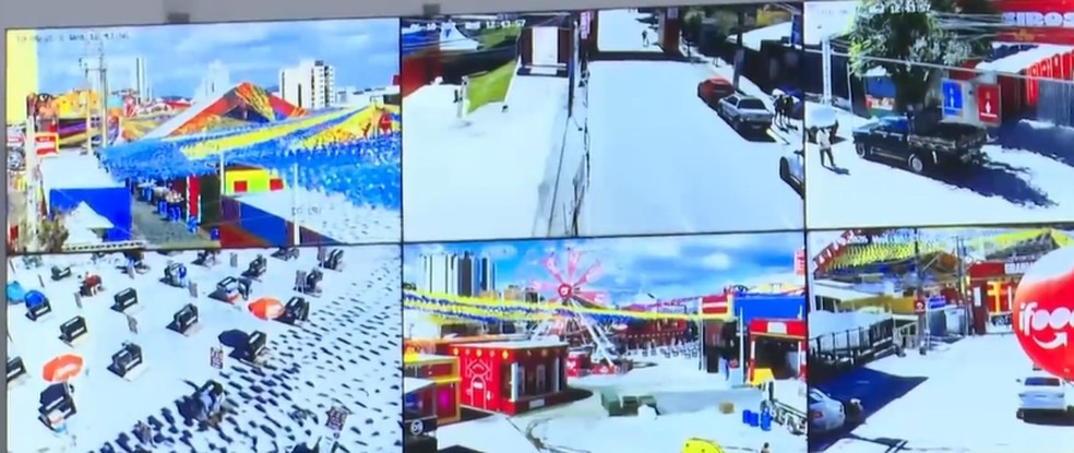 Agentes das forças de segurança durante a Operação São João 2026 em evento junino na Paraíba.