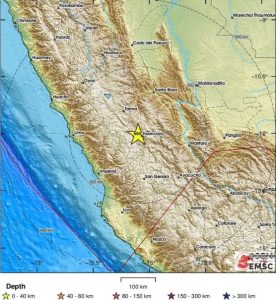 Terremoto na região central do Peru — Foto: Reprodução/Centro Sismológico Euro-Mediterrâneo