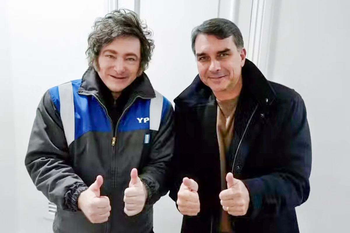 Javier Milei e Flávio Bolsonaro
