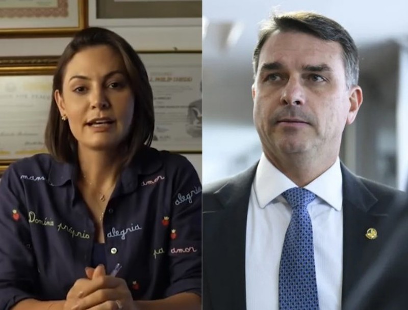 Michelle Bolsonaro e Flávio Bolsonaro