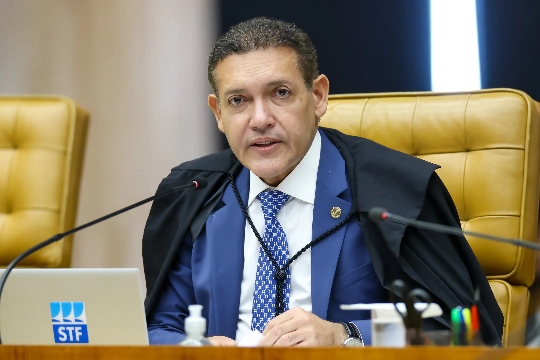Ministro Kassio Nunes Marques durante sessão do Tribunal Superior Eleitoral.
