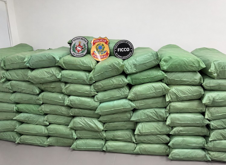Polícia Federal e Polícia Militar apreendem cerca de 520 kg de maconha durante abordagem nas proximidades de Água Branca, no Sertão da Paraíba.