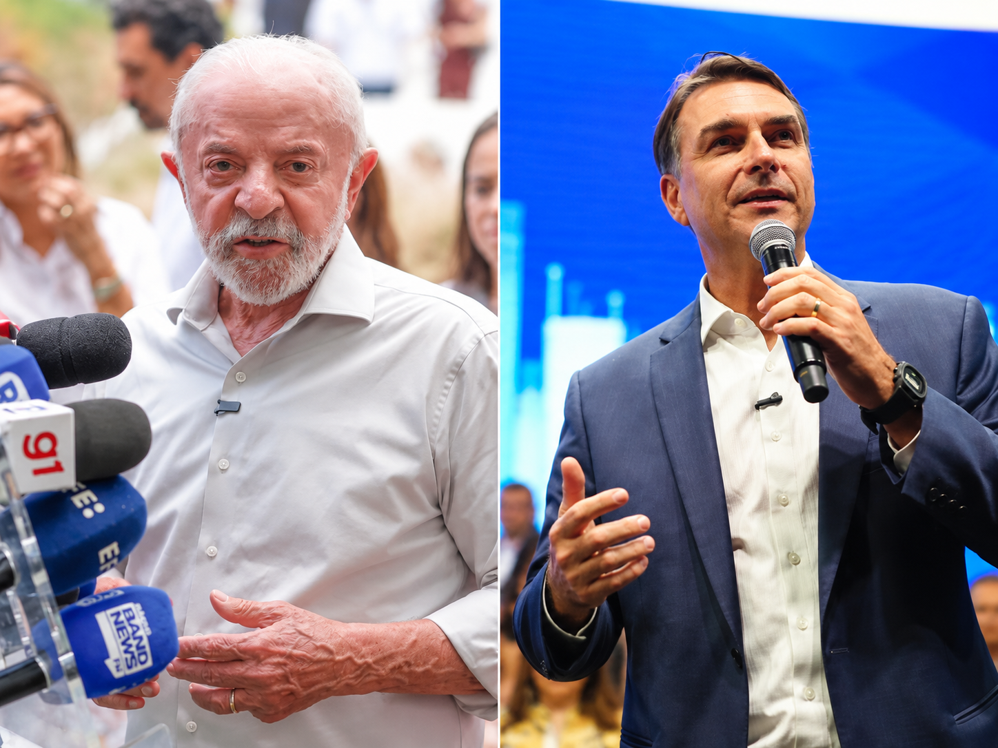 Lula e Bolsonaro em discursos distintos
